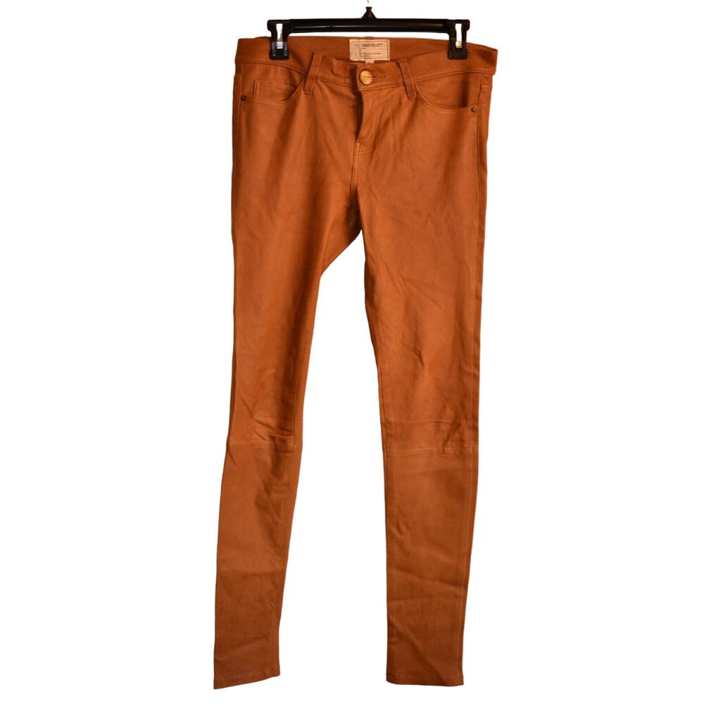Current Elliott Ankle Skinny LAMBSKIN LEATHER Pants Haystack 28-0 Tan Brown